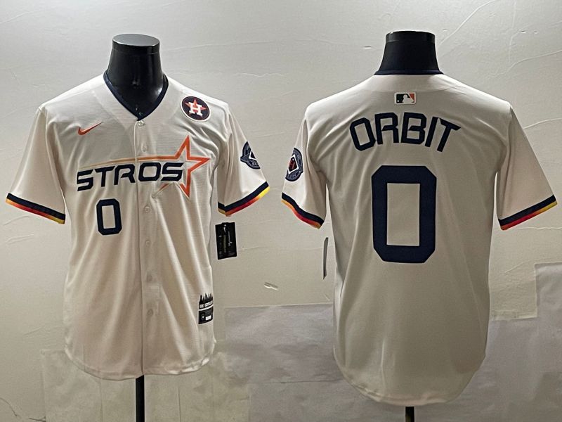 Men Houston Astros 0 Orbit Cream Three generations Joint Name 2025 Nike MLB Jersey style 3